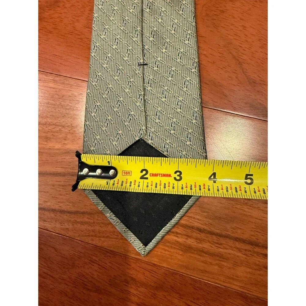 Bill Blass Tie Black Label‎ Abstract Silk Vintage Green Art Deco Design 58